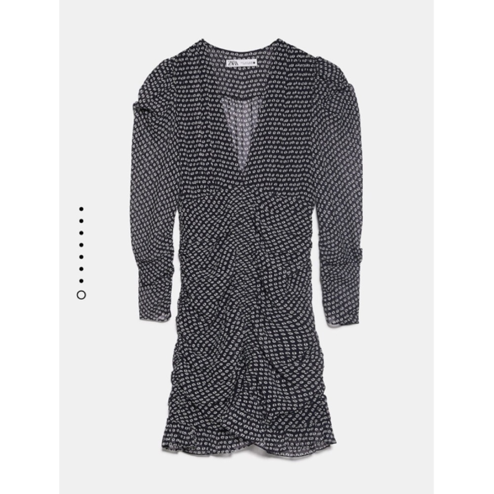 ZARA Patterned Ruched Mini Dress - Picture 4 of 4
